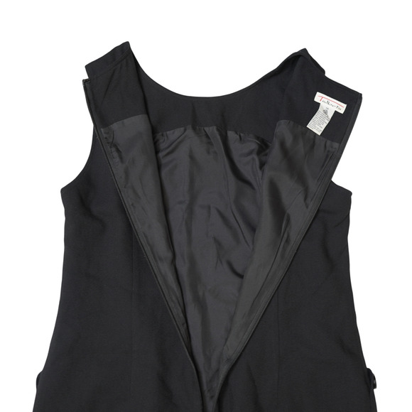 Talbots Black 100% Wool Dress Sz 14 Shift Pockets Sleeveless Crew Neck Defected - Picture 5 of 10